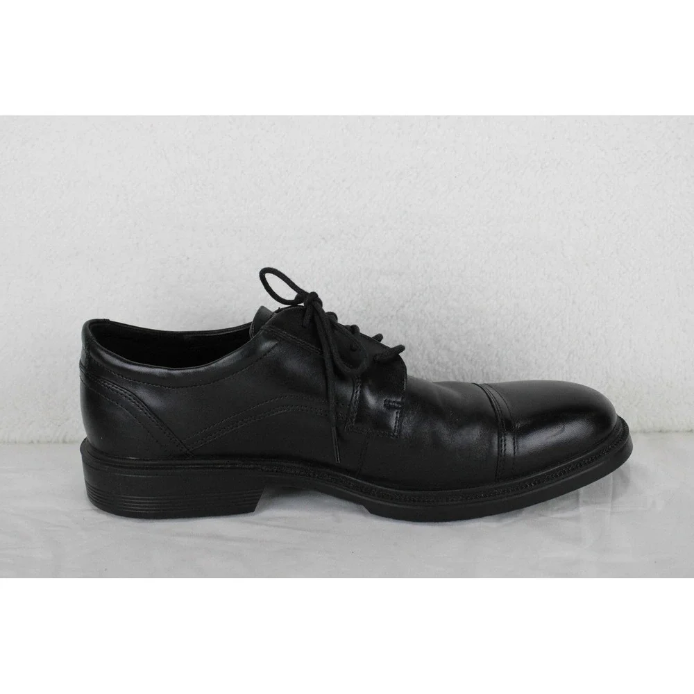 ECCO Mens Black Leather‎ Cap Toe Derby Dress Shoes Size 44 EU 10 US 62211401001